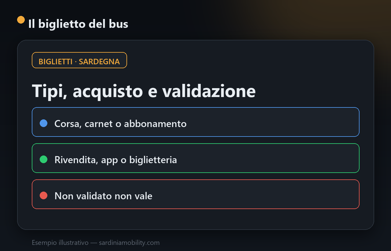 Il biglietto del bus in Sardegna: tipi, acquisto, validazione